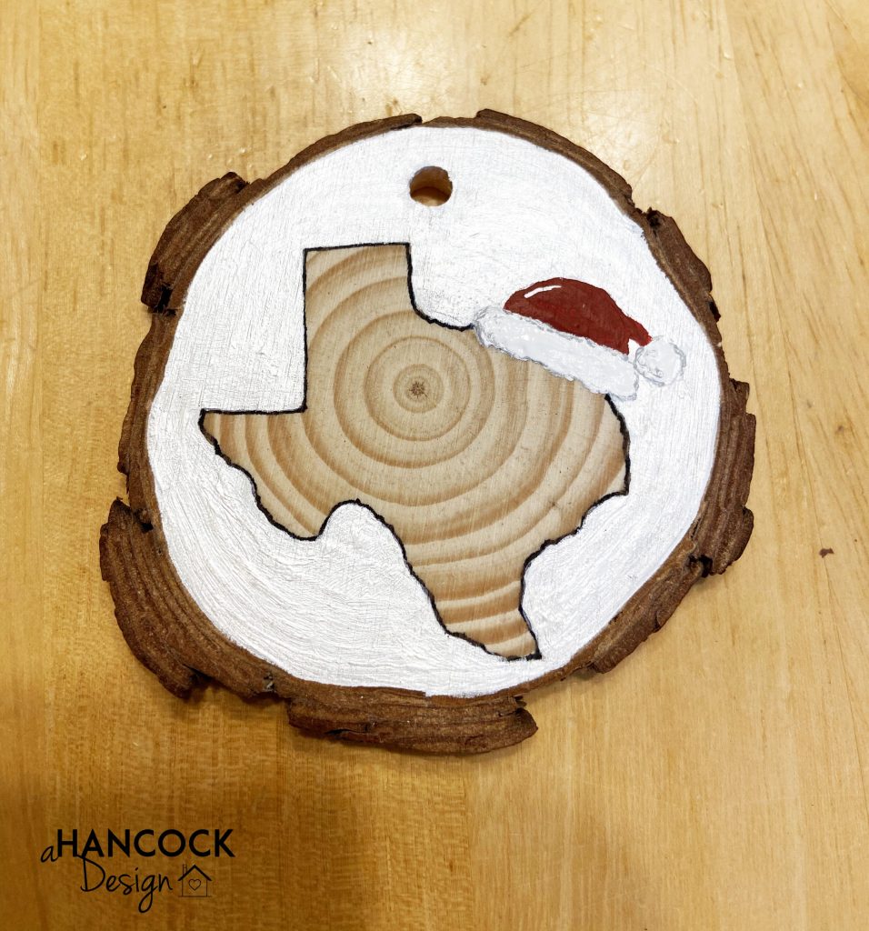 Wood slice ornament Texas hat