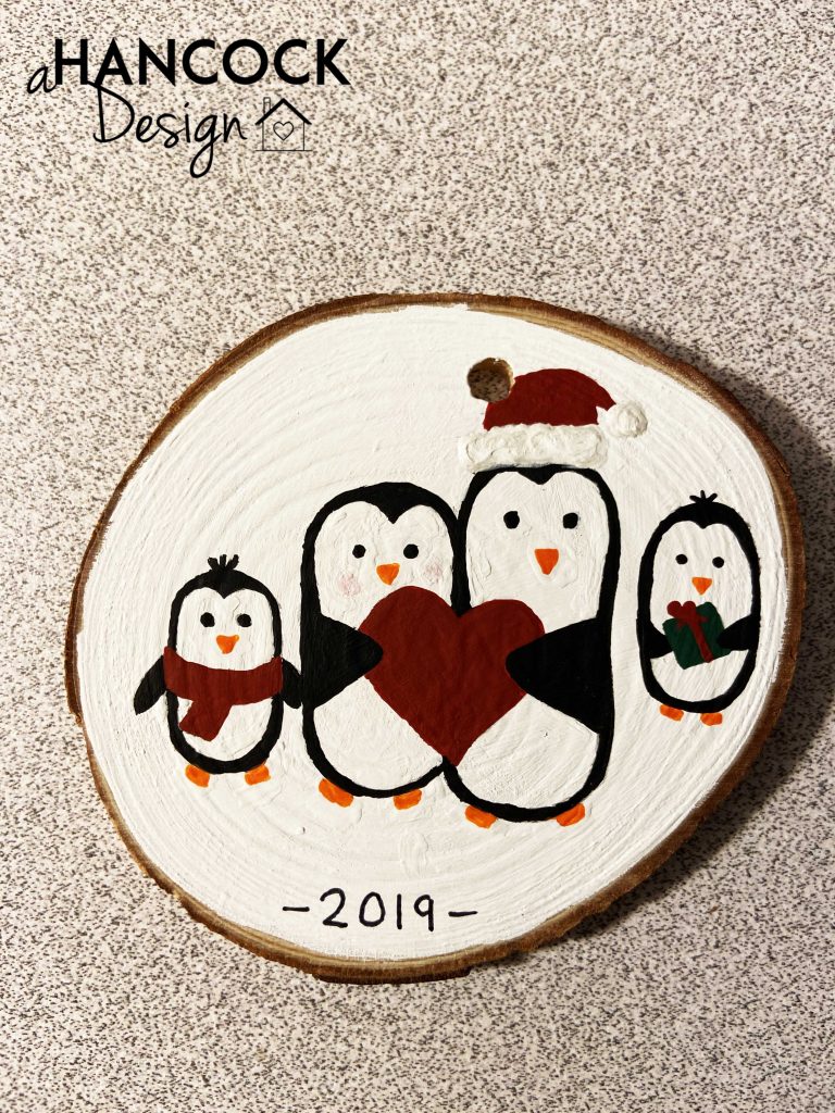 Wood Slice Ornament Penguins