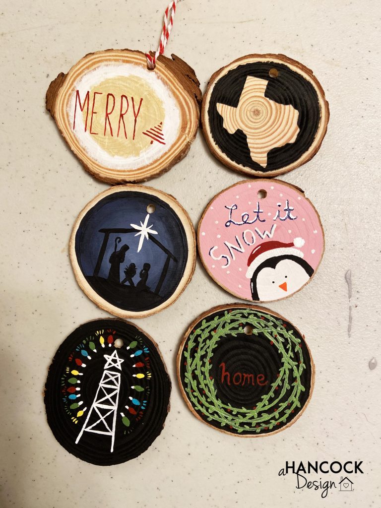 Hand Painted Rustic Wood Slice Ornaments All Occasion Art 