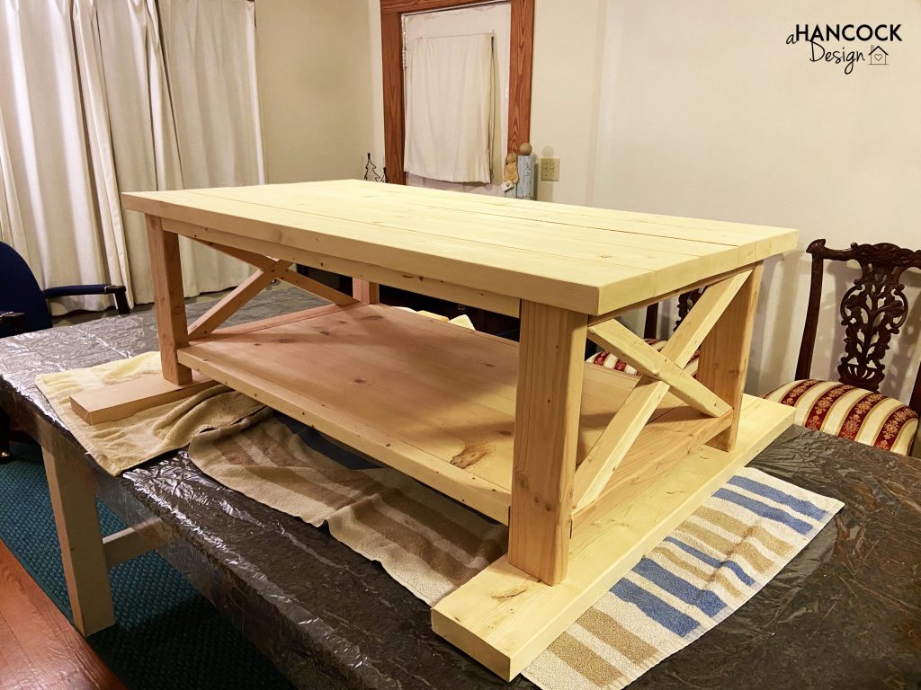 Coffee table ready for staining