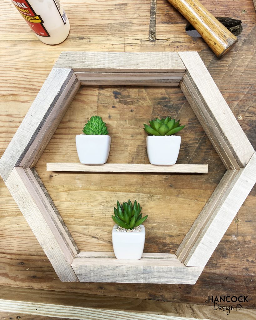 rustic hexagon plant shelf diy